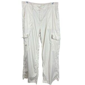 American Eagle Dreamy Drape Super High-waisted Cargo Pants Sz 10 Wide Leg‎ Cream